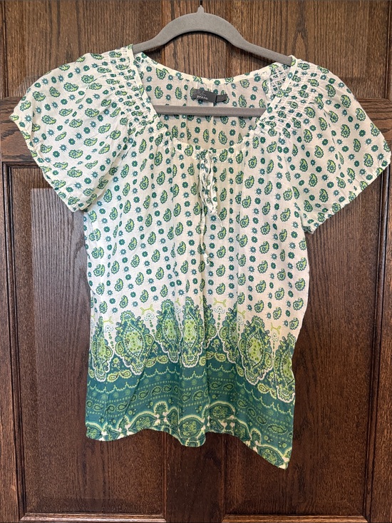 Prana Tops - Prana Women’s Green Paisley Bandanna Printed Peasant Top Small